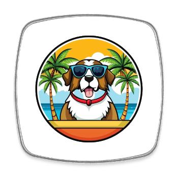 Bernhardiner Hunderasse Cartoon Sonnenbrille Strand - Viereckiger Kühlschrankmagnet - Weiß - Vorne