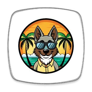 Georgischer Schäferhund Hunderasse Cartoon Sonnenbrille Strand - Viereckiger Kühlschrankmagnet - Weiß - Vorne