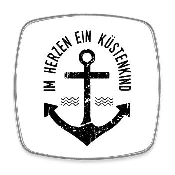 Im Herzen ein Küstenkind - Viereckiger Kühlschrankmagnet - Weiß - Vorne
