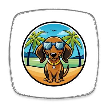 Alpine Dachsbracke Hunderasse Cartoon Sonnenbrille - Viereckiger Kühlschrankmagnet - Weiß - Vorne