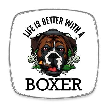 boxeur - Magnet carré - blanc - Devant