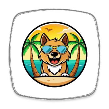 Kuvaszok Dog Breed Cartoon Sunglasses Beach - Square fridge magnet - white - Front