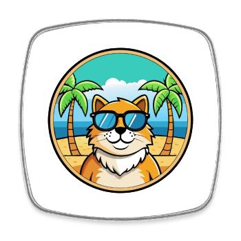 Ragamuffin Katzenrasse Cartoon Sonnenbrille Strand - Viereckiger Kühlschrankmagnet - Weiß - Vorne