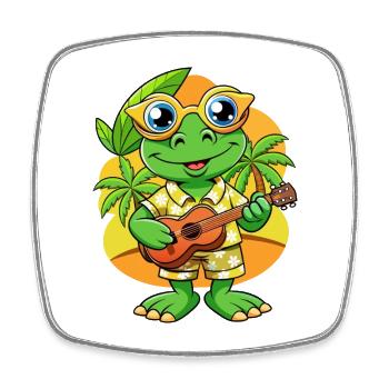 Lustige Frosch Cartoon Sommer Strand Sonnenbrille Gitarre - Viereckiger Kühlschrankmagnet - Weiß - Vorne