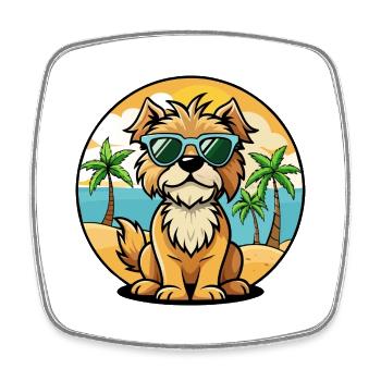 Brikett Griffon Vendéen Hunderasse Cartoon Strand - Viereckiger Kühlschrankmagnet - Weiß - Vorne