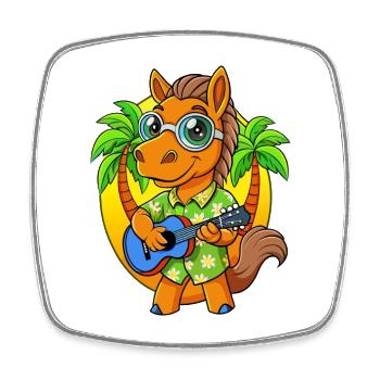 Lustige Pferd Sommer Strand Sonnenbrille Hawaiianisch - Viereckiger Kühlschrankmagnet - Weiß - Vorne