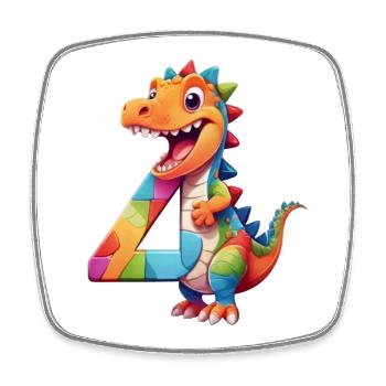 DINO 4 JAHRE DINOSAURIER NUMMER 4. GEBURTSTAG - Viereckiger Kühlschrankmagnet - Weiß - Vorne