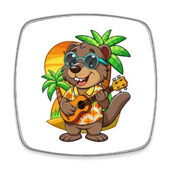 Lustige Biber Cartoon Sommer Strand Sonnenbrille - Viereckiger Kühlschrankmagnet - Weiß - Vorne
