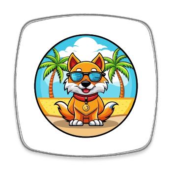 Chinesische kaiserliche Hunderasse Cartoon Sonnenbrille Strand - Viereckiger Kühlschrankmagnet - Weiß - Vorne