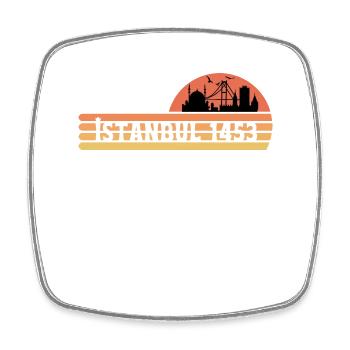 Skyline von Istanbul in einem Retro Design - Viereckiger Kühlschrankmagnet - Weiß - Vorne