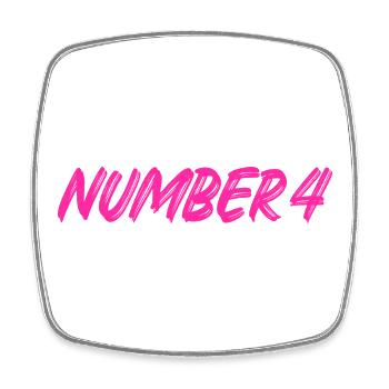 Number 4 - vier - vierter - vierte - 4 - Nummer 4 - Viereckiger Kühlschrankmagnet - Weiß - Vorne