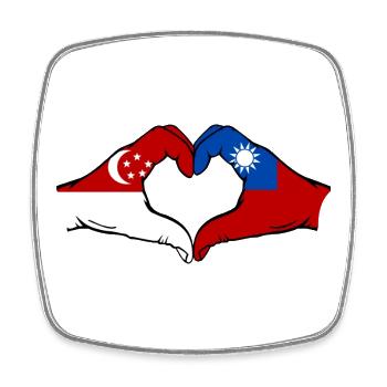 Singapour Taïwan mains forme de coeur - Magnet carré - blanc - Devant