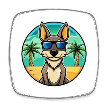 Australischer Kelpie Hund Rasse Cartoon Sonnenbrille Strand - Viereckiger Kühlschrankmagnet - Weiß - Vorne