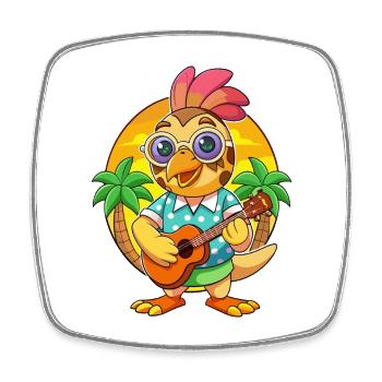 Lustige Wachtel Cartoon Sommer Strand Sonnenbrille Gitarre - Viereckiger Kühlschrankmagnet - Weiß - Vorne