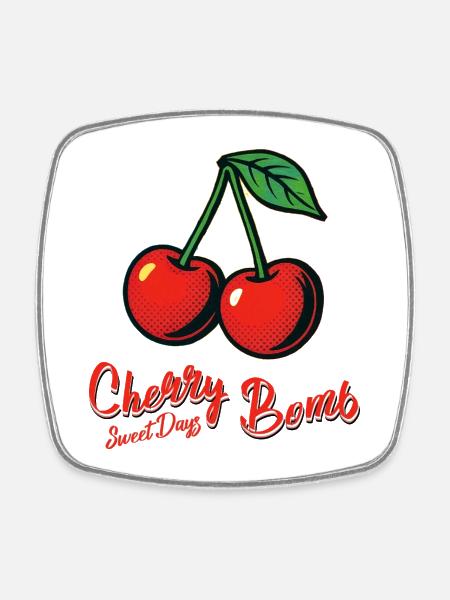 Cherry Girl - Square fridge magnet - white