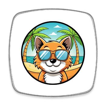 Bambino Katzenrasse Cartoon Sonnenbrille Strand - Viereckiger Kühlschrankmagnet - Weiß - Vorne