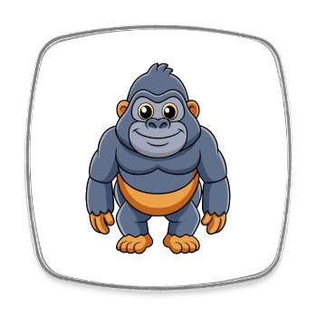Gorilla Niedliche Maskottchen Zeichentrickfigur Kawaii - Viereckiger Kühlschrankmagnet - Weiß - Vorne