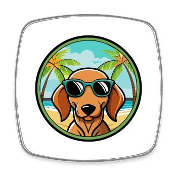 Dackel Hunderasse Cartoon Sonnenbrille Strand - Viereckiger Kühlschrankmagnet - Weiß - Vorne