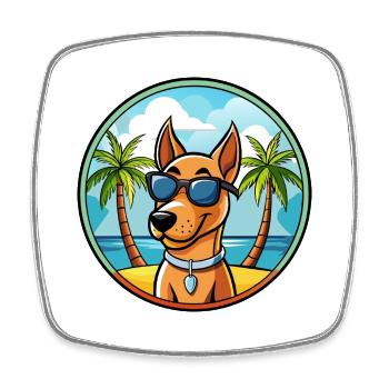 Andalusischer Windhund Rasse Cartoon Sonnenbrille Strand - Viereckiger Kühlschrankmagnet - Weiß - Vorne