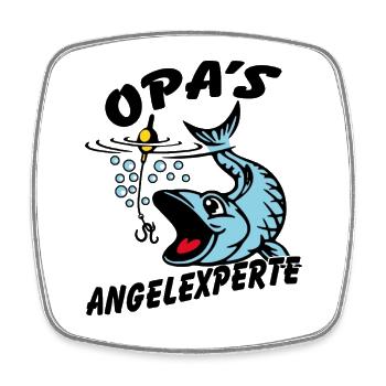 Opa's Angelexperte - Angeln mit Opa - Viereckiger Kühlschrankmagnet - Weiß - Vorne