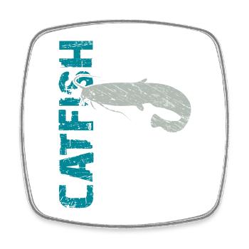 Pêche au poisson-chat Pêche sportive Poisson fort - Magnet carré - blanc - Devant