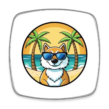 Grönland Hunderasse Cartoon Sonnenbrille Strand - Viereckiger Kühlschrankmagnet - Weiß - Vorne