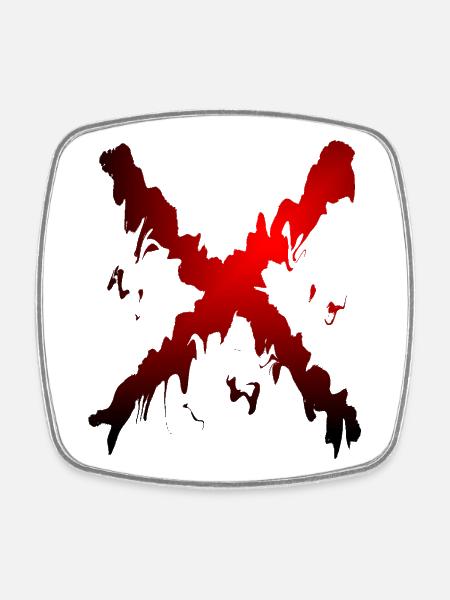 X Desing red black - Square fridge magnet - white