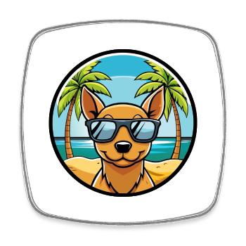 Peruanische haarlose Hunderasse Cartoon Sonnenbrille Strand - Viereckiger Kühlschrankmagnet - Weiß - Vorne