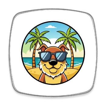 Berger De Beauce Hunderasse Cartoon Sonnenbrille Strand - Viereckiger Kühlschrankmagnet - Weiß - Vorne