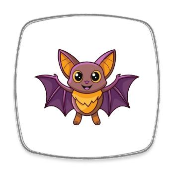 Fledermaus Niedliches Maskottchen Zeichentrickfigur Kawaii - Viereckiger Kühlschrankmagnet - Weiß - Vorne