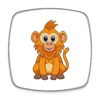 Pavian Niedliche Maskottchen Zeichentrickfigur Kawaii - Viereckiger Kühlschrankmagnet - Weiß - Vorne