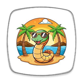 Schlange Lustige Cartoon Sommer Strand Sonnenbrille - Viereckiger Kühlschrankmagnet - Weiß - Vorne