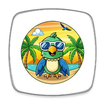 Lunettes de soleil Parrot Funny Cartoon Summer Beach - Magnet carré - blanc - Devant