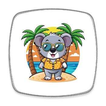 Koala Lustige Cartoon Sommer Strand Sonnenbrille - Viereckiger Kühlschrankmagnet - Weiß - Vorne