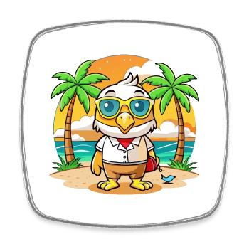 Lunettes de soleil Hawk Funny Cartoon Summer Beach - Magnet carré - blanc - Devant