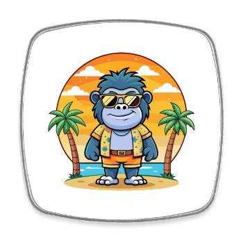 Gorilla Lustige Cartoon Sommer Strand Sonnenbrille - Viereckiger Kühlschrankmagnet - Weiß - Vorne