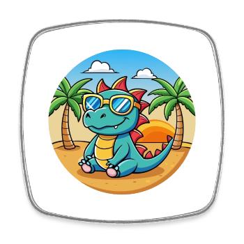 Dragon Funny Cartoon Lunettes de soleil de plage d’été - Magnet carré - blanc - Devant