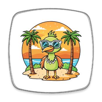 Emu Funny Cartoon Summer Beach Sunglasses - Square fridge magnet - white - Front