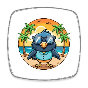Krähe Lustige Cartoon Sommer Strand Sonnenbrille - Viereckiger Kühlschrankmagnet - Weiß - Vorne