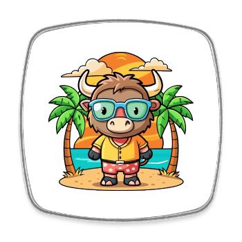 Buffalo Lustige Cartoon Sommer Strand Sonnenbrille - Viereckiger Kühlschrankmagnet - Weiß - Vorne