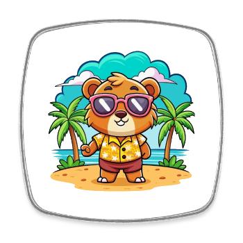 Bär Lustige Cartoon Sommer Strand Sonnenbrille - Viereckiger Kühlschrankmagnet - Weiß - Vorne