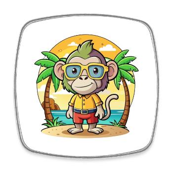 Pavian Lustige Cartoon Sommer Strand Sonnenbrille - Viereckiger Kühlschrankmagnet - Weiß - Vorne