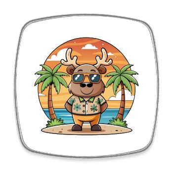 Elch Lustige Cartoon Sommer Strand Sonnenbrille - Viereckiger Kühlschrankmagnet - Weiß - Vorne