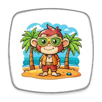 Affe Lustige Cartoon Sommer Strand Sonnenbrille - Viereckiger Kühlschrankmagnet - Weiß - Vorne