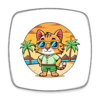 Lynx Lustige Cartoon Sommer Strand Sonnenbrille - Viereckiger Kühlschrankmagnet - Weiß - Vorne