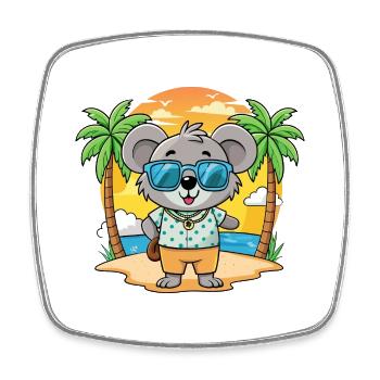 Koala Lustige Cartoon Sommer Strand Sonnenbrille - Viereckiger Kühlschrankmagnet - Weiß - Vorne