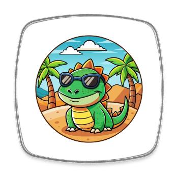 Lizard Lustige Cartoon Sommer Strand Sonnenbrille - Viereckiger Kühlschrankmagnet - Weiß - Vorne