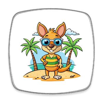 Känguru Lustige Cartoon Sommer Strand Sonnenbrille - Viereckiger Kühlschrankmagnet - Weiß - Vorne