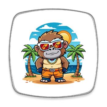 Gorilla Lustige Cartoon Sommer Strand Sonnenbrille - Viereckiger Kühlschrankmagnet - Weiß - Vorne