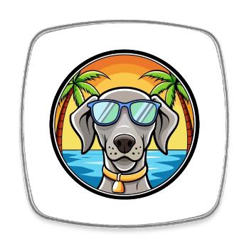 Weimaraner Hund Rasse Cartoon Sonnenbrille Strand - Viereckiger Kühlschrankmagnet - Weiß - Vorne